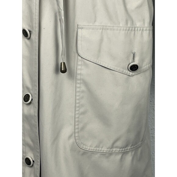 Travel Smith Trench Coat Vintage Long Raincoat Hood Liner Pockets Cinch Beige XS - Picture 2 of 8